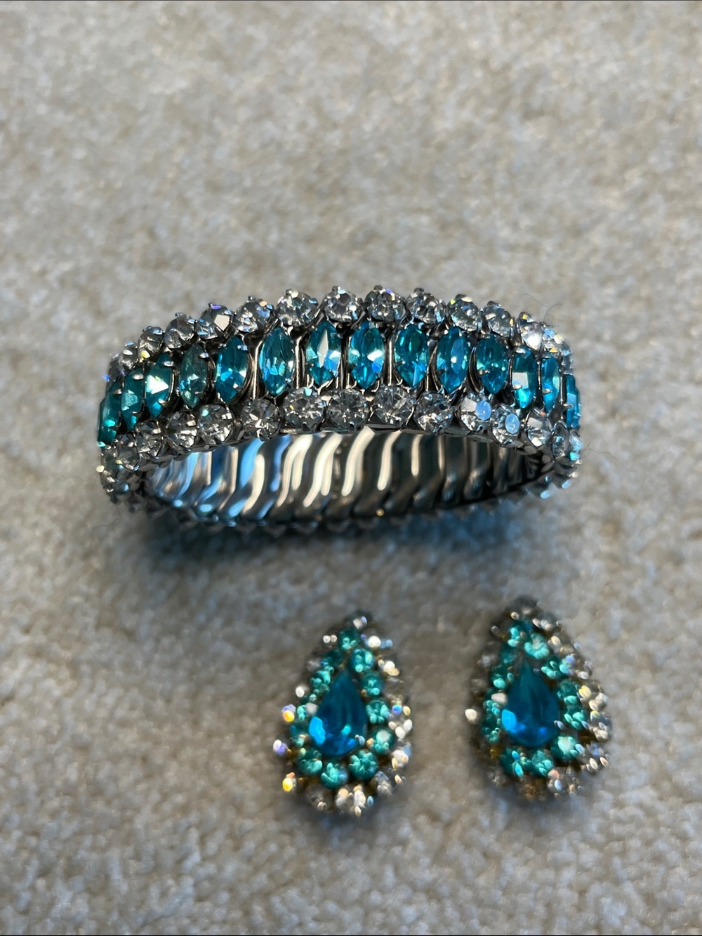 Vintage Crystal Bracelet and Earrings Set